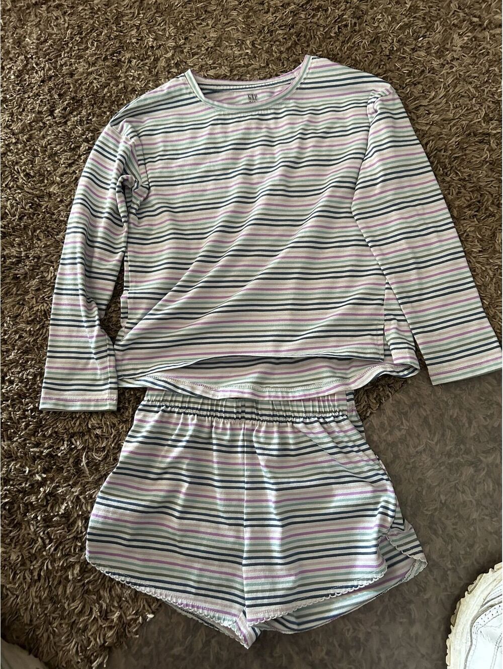 GAP Kids Flame Resistant Striped Long Sleeve Top and Shorts Pajama Set